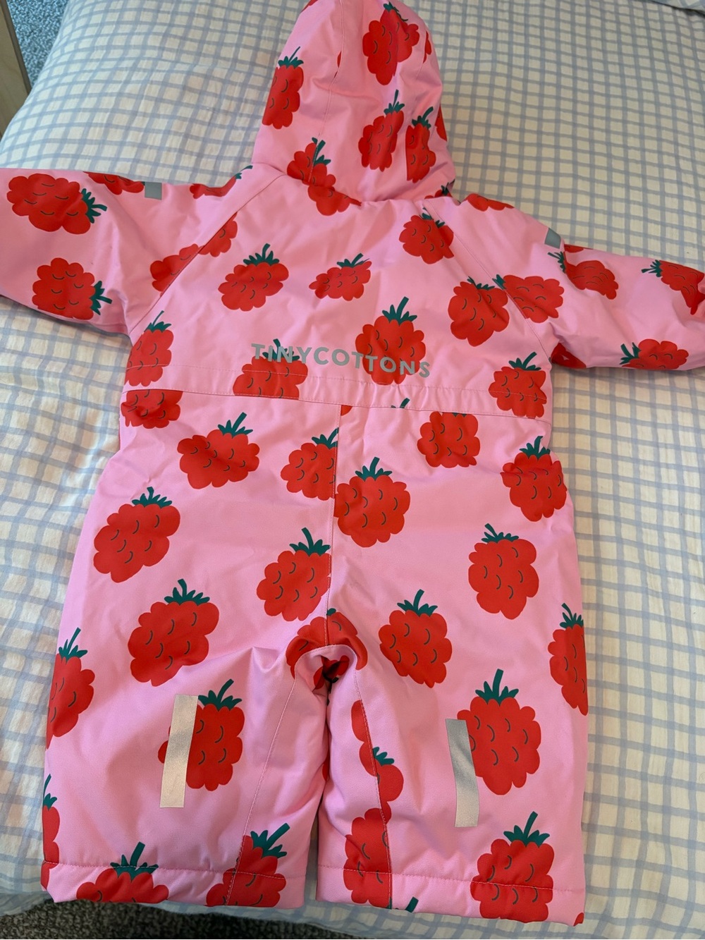 Girls Pink Raspberry-Print Puffer Snowsuit - Picture 7 of 8
